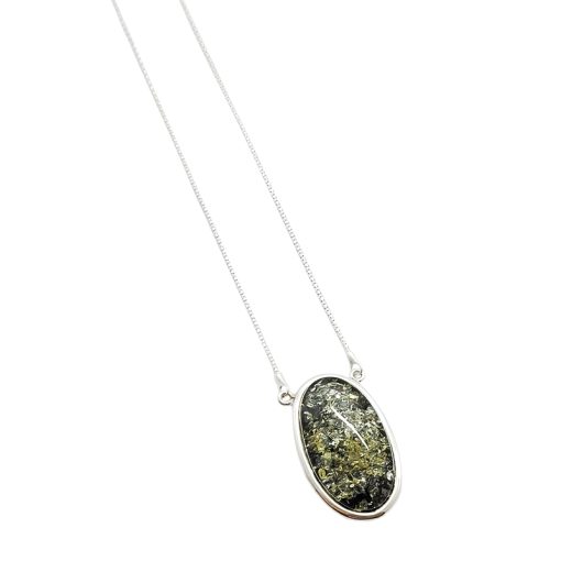 Green Amber Sterling SIlver Slider Necklace - Image 3