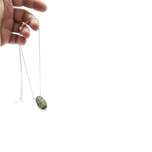 Alternative view of Green Amber Sterling SIlver Slider Necklace