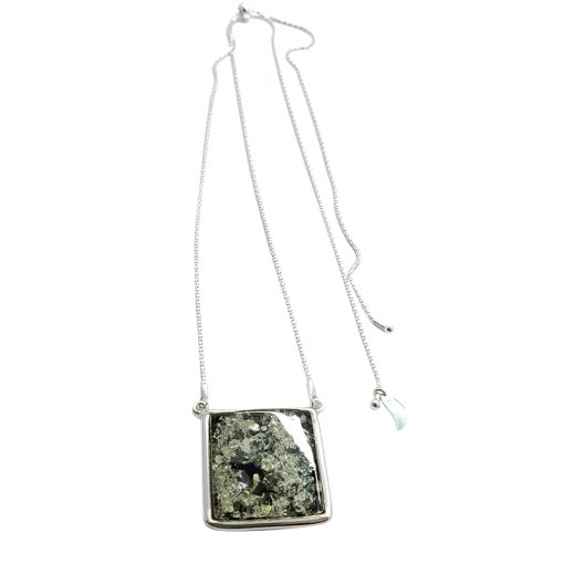 Green Amber Sterling Silver Slider Necklace - Image 4