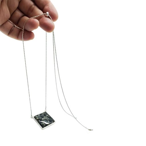 Green Amber Sterling Silver Slider Necklace - Image 3