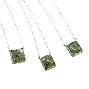 Alternative view of Green Amber Sterling Silver Slider Necklace