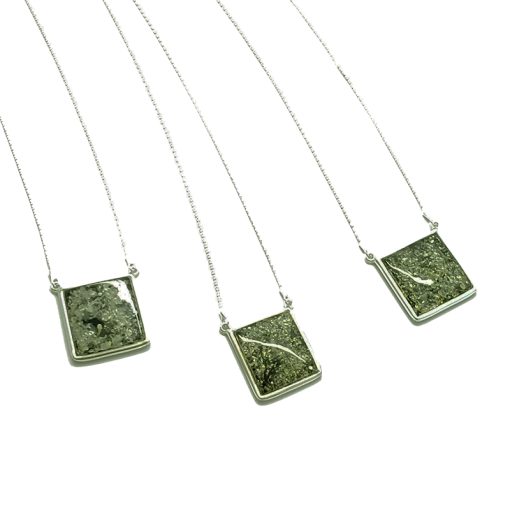 Green Amber Sterling Silver Slider Necklace - Image 2