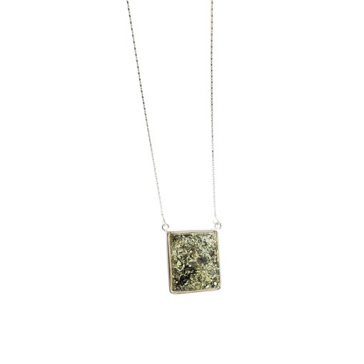 Green Amber Sterling Silver Slider Necklace - Image 6