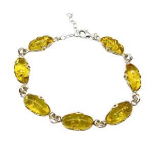 Citrine Amber Sterling Silver Link Bracelet