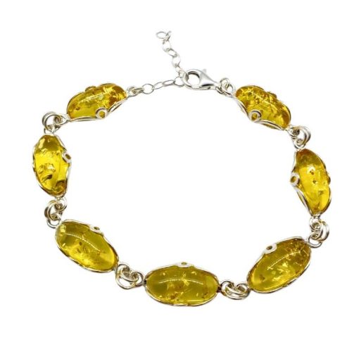 Citrine Amber Sterling Silver Link Bracelet