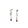 Wings Cognac Amber Sterling Silver Post Dangle Earrings